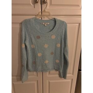 Lauren Conrad‎ Polka Dot Fuzzy Sweater Baby Blue Size Small